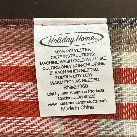 Fall Orange And White Plaid Table Runner - 13" x 71" - Picture 2 of 4